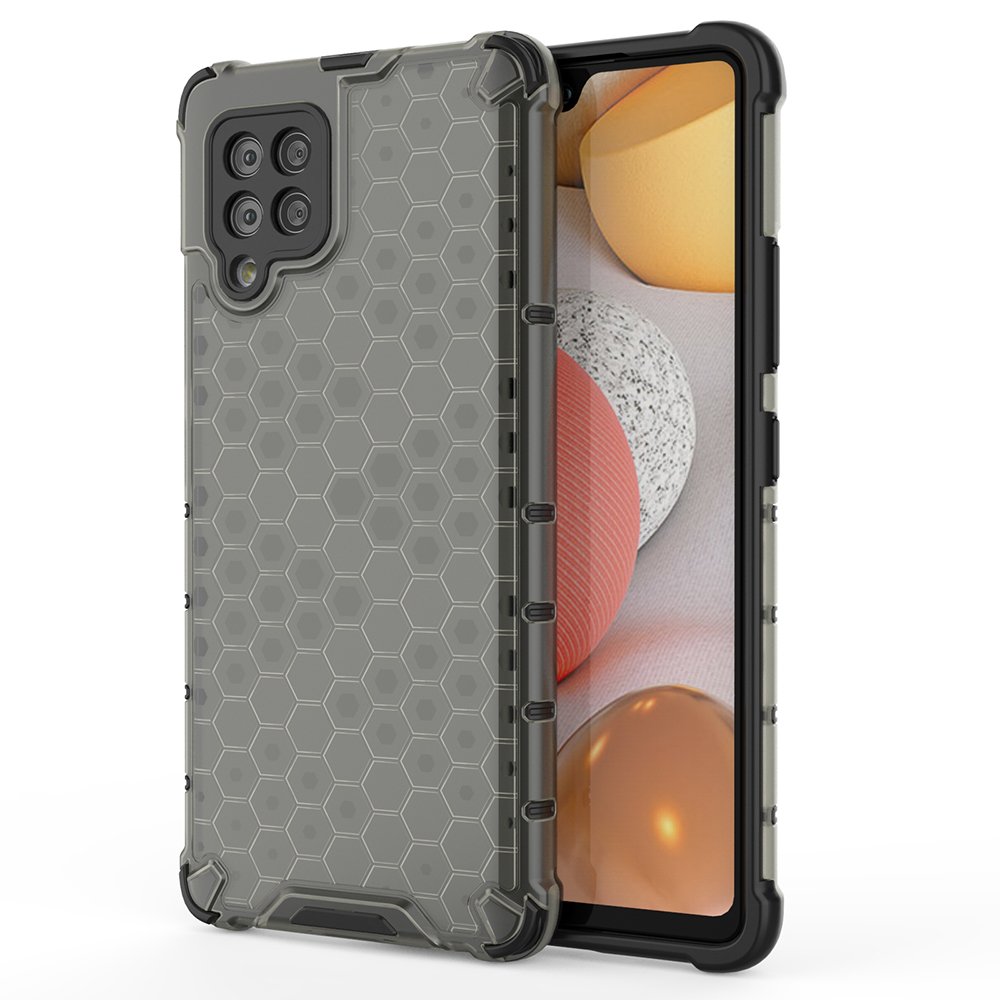 Honeycomb Case armor cover med TPU Bumper til Samsung Galaxy A42 5G sort