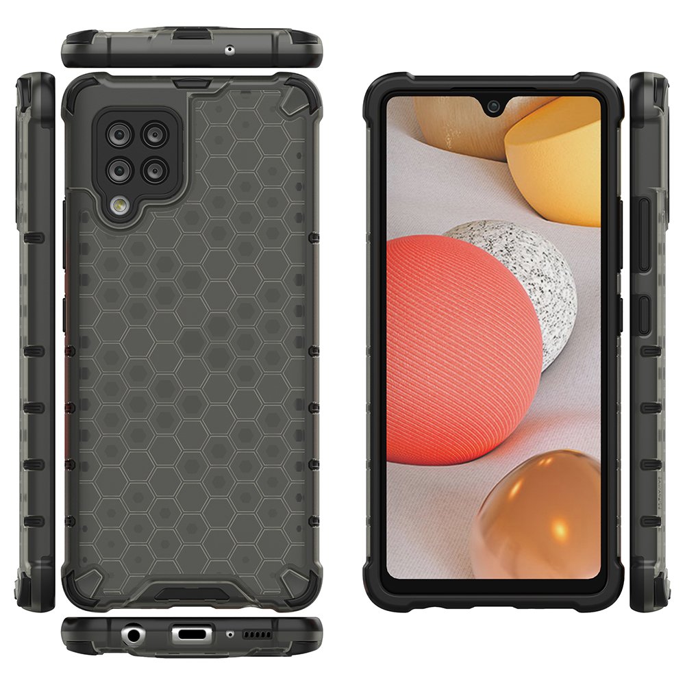 Honeycomb Case armor cover med TPU Bumper til Samsung Galaxy A42 5G sort