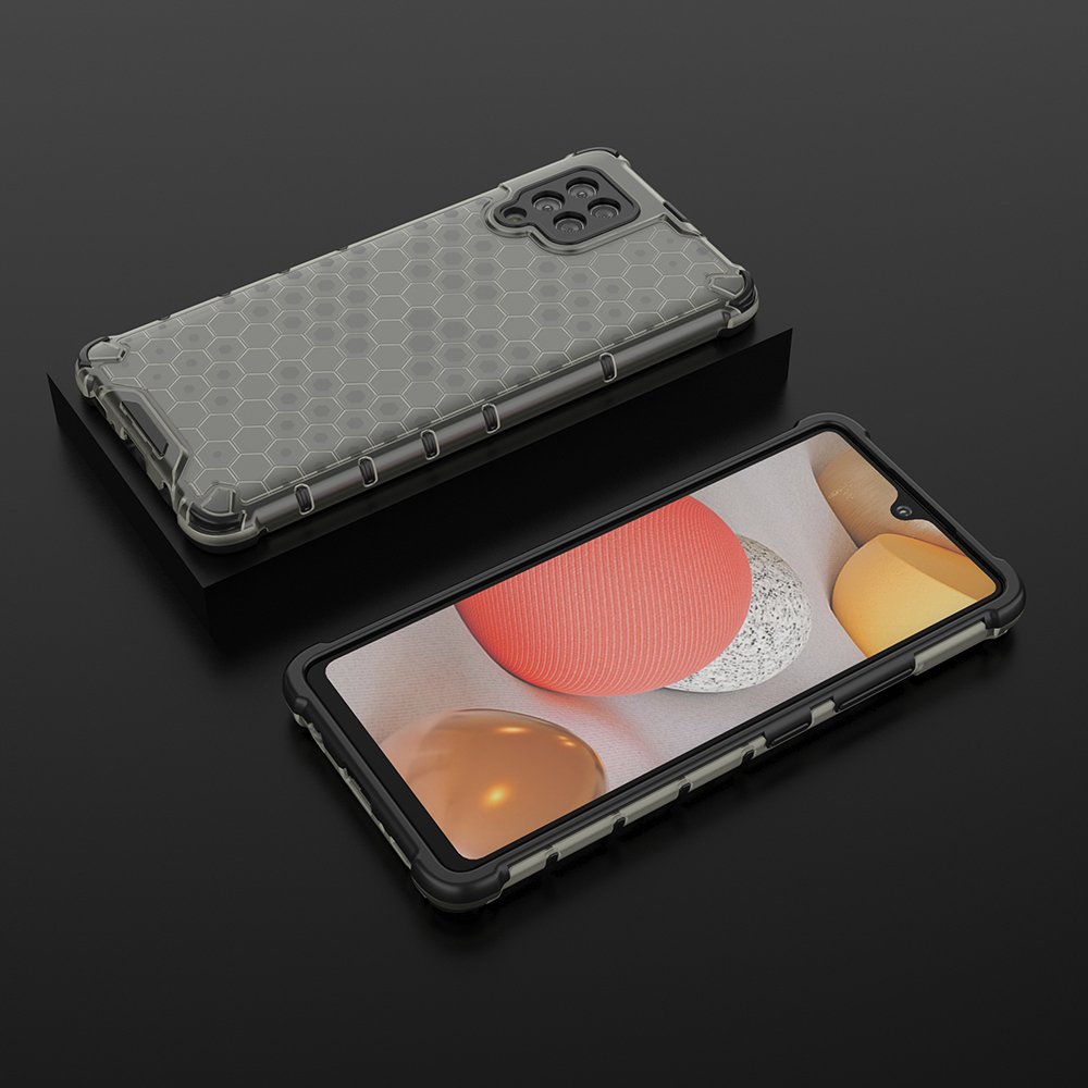 Honeycomb Case armor cover med TPU Bumper til Samsung Galaxy A42 5G sort