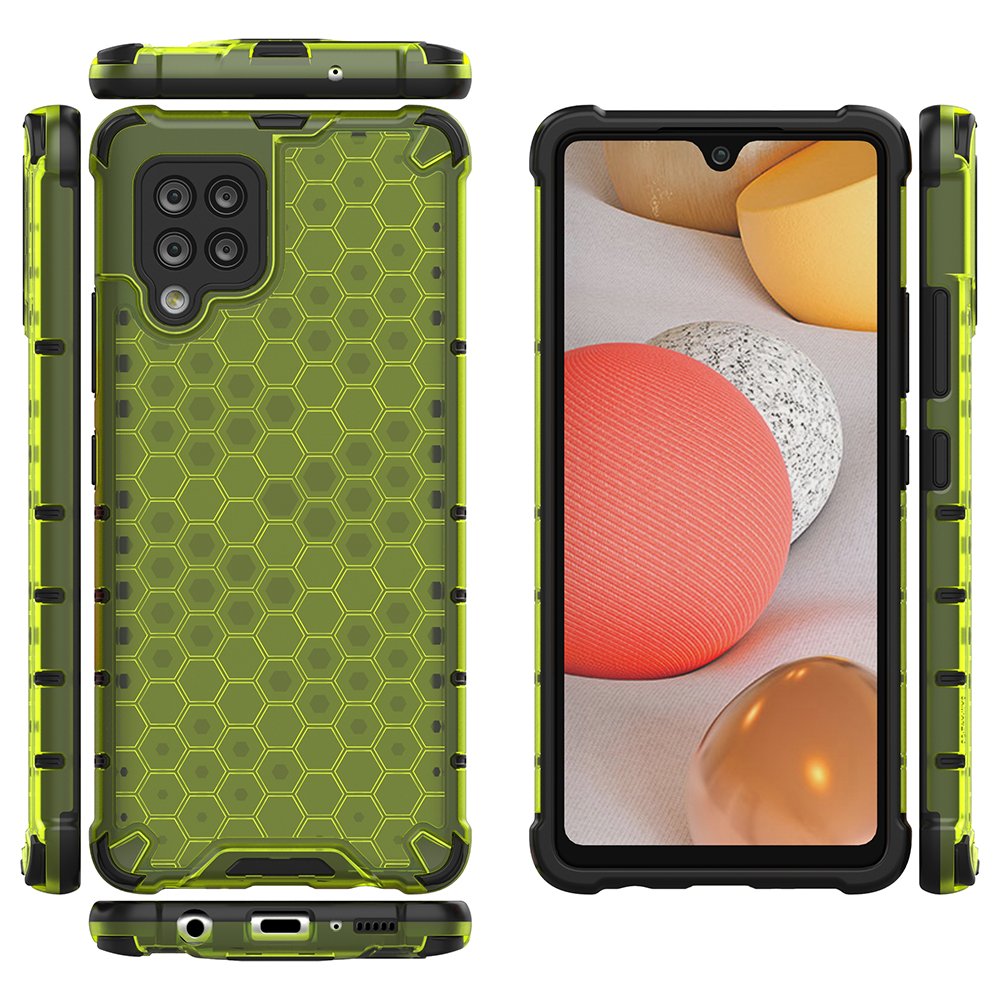 Honeycomb Case armor cover med TPU Bumper til Samsung Galaxy A42 5G grøn