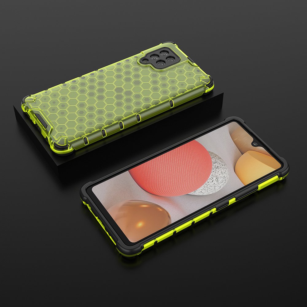 Honeycomb Case armor cover med TPU Bumper til Samsung Galaxy A42 5G grøn