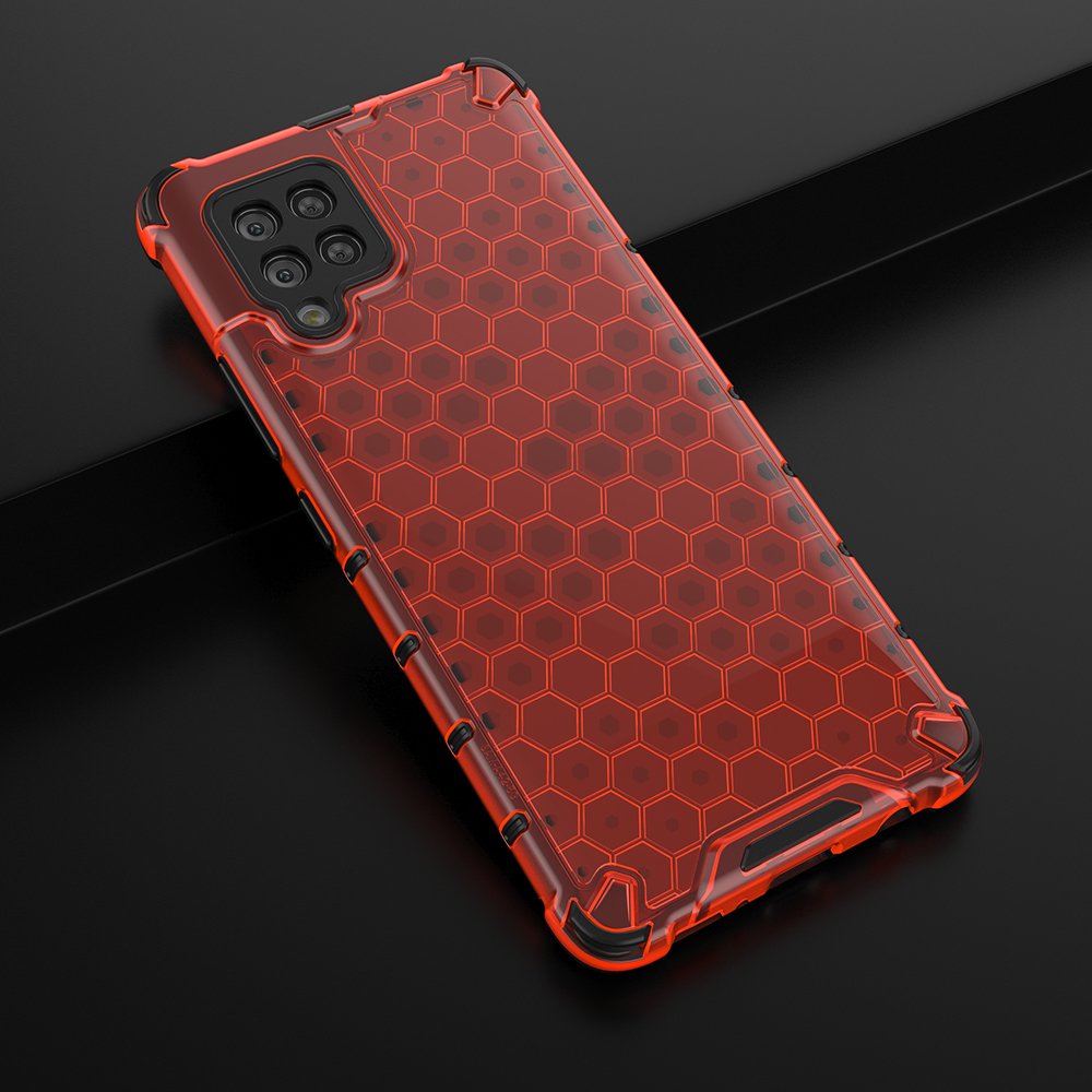 Honeycomb Case armor cover med TPU Bumper til Samsung Galaxy A42 5G rød