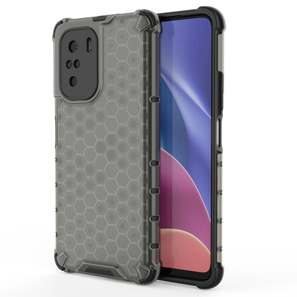 Honeycomb Case armor cover med TPU Bumper til Xiaomi Redmi K40 Pro + / K40 Pro / K40 / Poco F3 sort