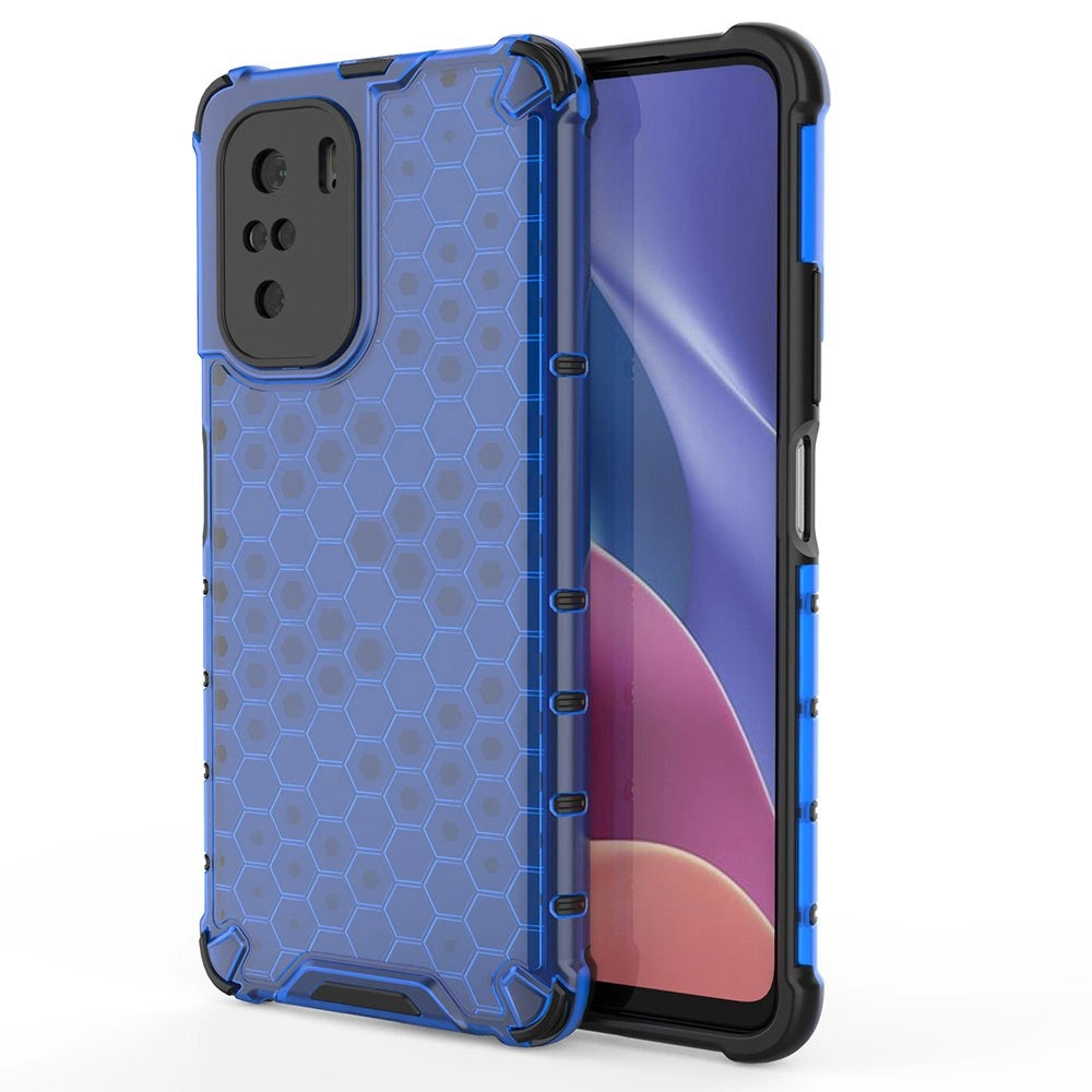 Honeycomb Case armor cover med TPU Bumper til Xiaomi Redmi K40 Pro + / K40 Pro / K40 / Poco F3 blå