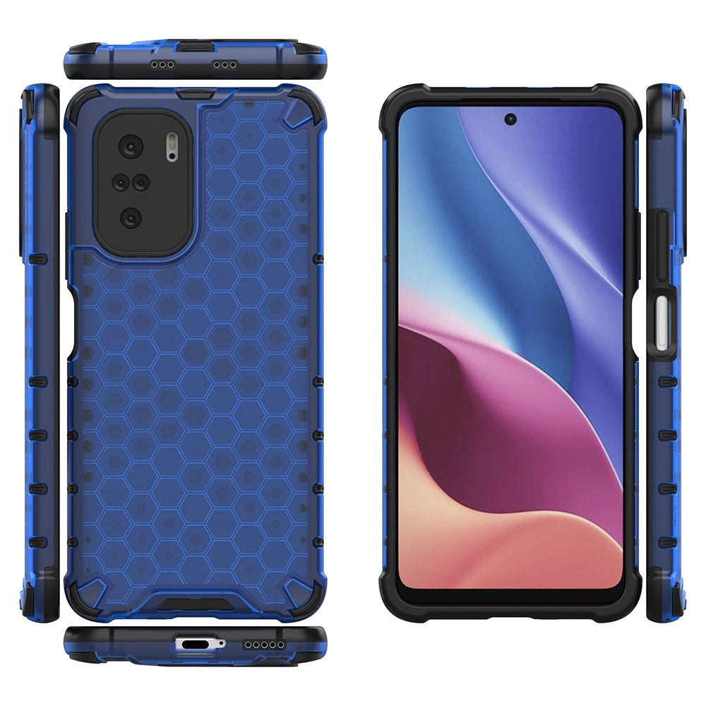 Honeycomb Case armor cover med TPU Bumper til Xiaomi Redmi K40 Pro + / K40 Pro / K40 / Poco F3 blå