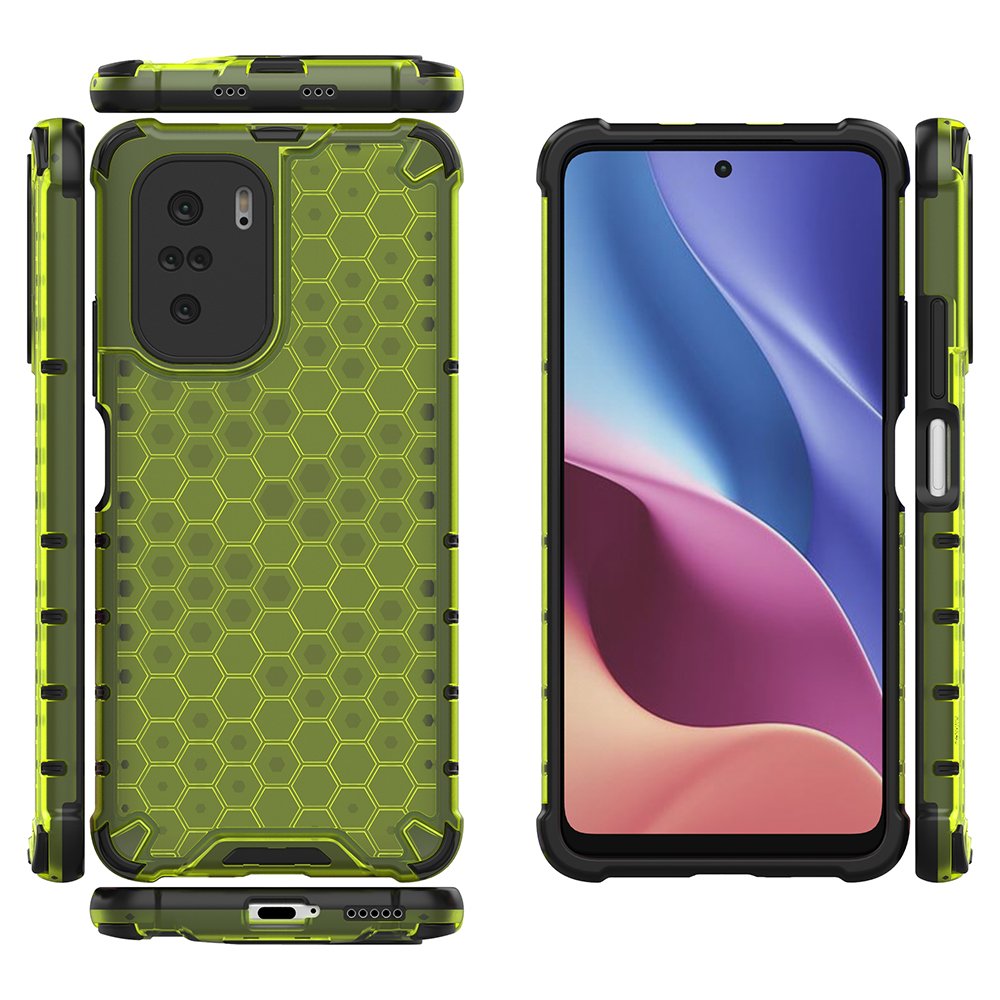 Honeycomb Case armor cover med TPU Bumper til Xiaomi Redmi K40 Pro + / K40 Pro / K40 / Poco F3 grøn