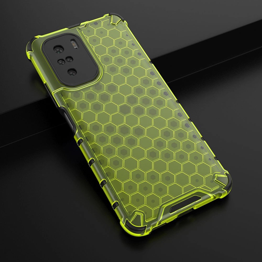 Honeycomb Case armor cover med TPU Bumper til Xiaomi Redmi K40 Pro + / K40 Pro / K40 / Poco F3 grøn