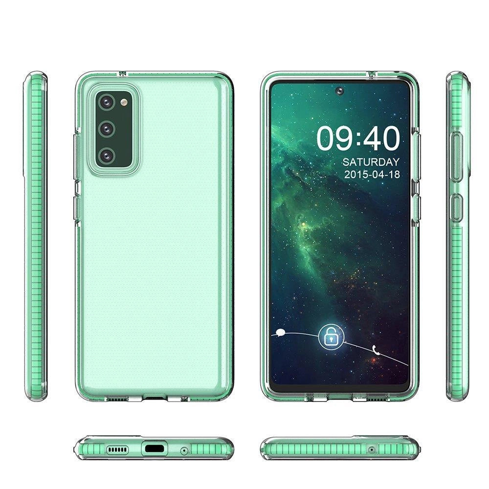 Spring Case klar TPU gel beskyttende cover med farverig ramme til Samsung Galaxy A72 4G mint