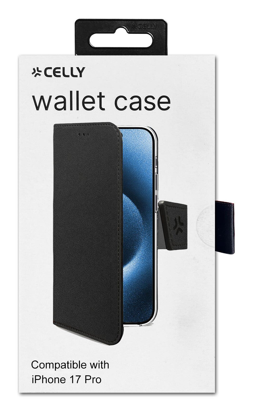 Celly WALLY mobiltelefon etui 16 cm (6.3") Tegnebogsetui Sort