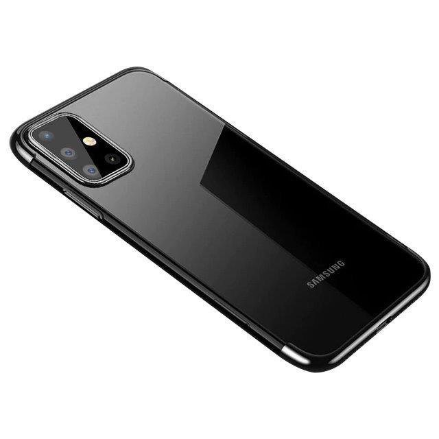 Clear Color Case Gel TPU Electroplating Frame Cover til Samsung Galaxy A72 4G sort