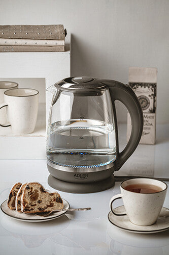 Adler AD 1286 elkedel 2 L 2200 W Grå, Transparent