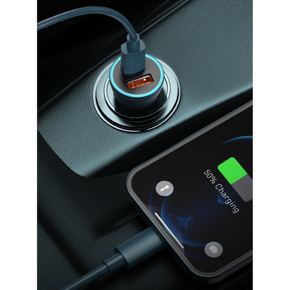 Baseus Golden Contactor Pro fast car charger USB Type C / USB 40 W Power Delivery 3.0 Quick Charge 4+ SCP FCP AFC + USB Type C cable - Lightning gray (TZCCJD-B0G)