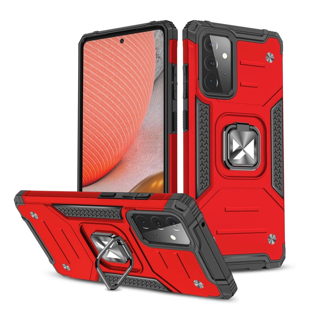 Wozinsky Ring Armor Case Kickstand Tough Rugged Cover til Samsung Galaxy A72 4G rød