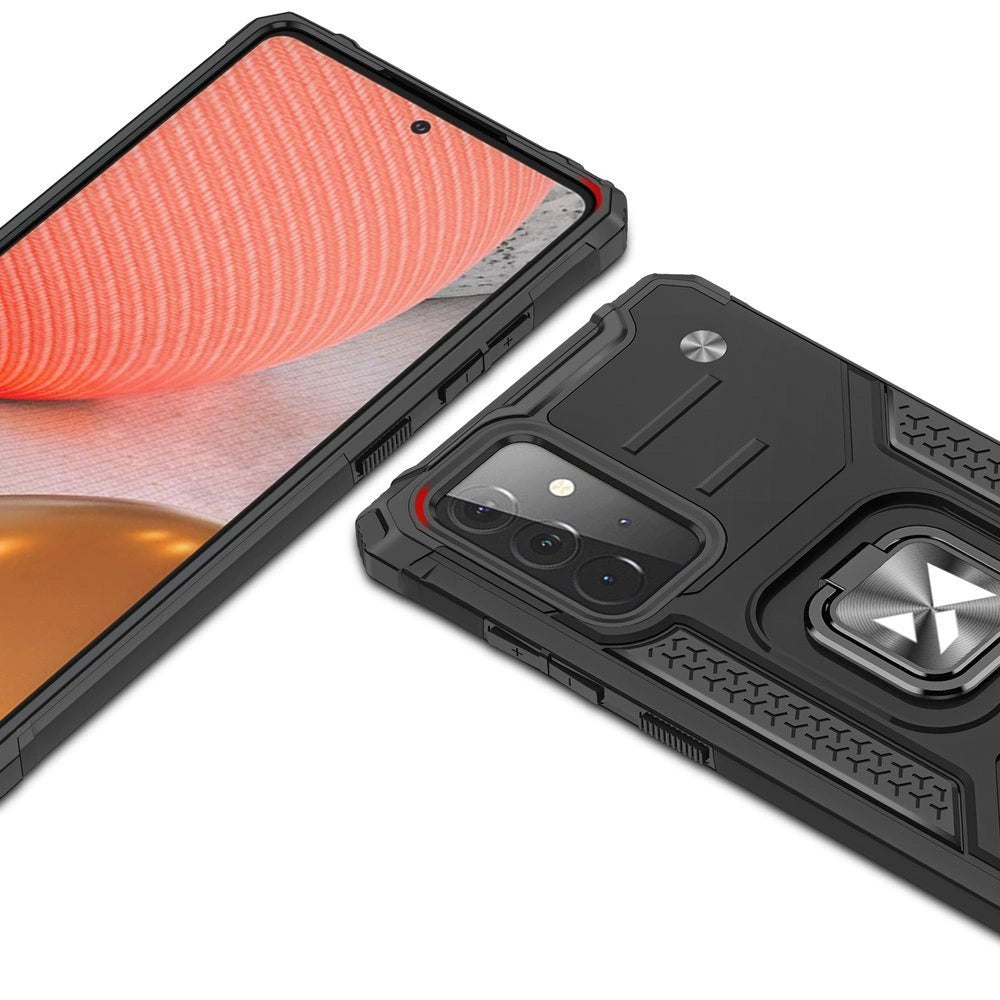 Wozinsky Ring Armor Case Kickstand Tough Rugged Cover til Samsung Galaxy A72 4G rød