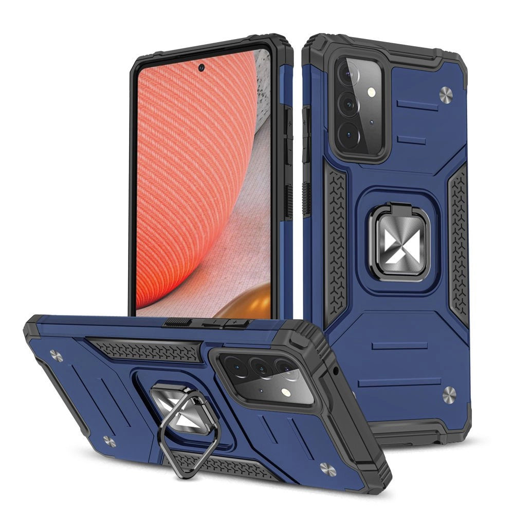 Wozinsky Ring Armor Case Kickstand Tough Rugged Cover til Samsung Galaxy A72 4G blå