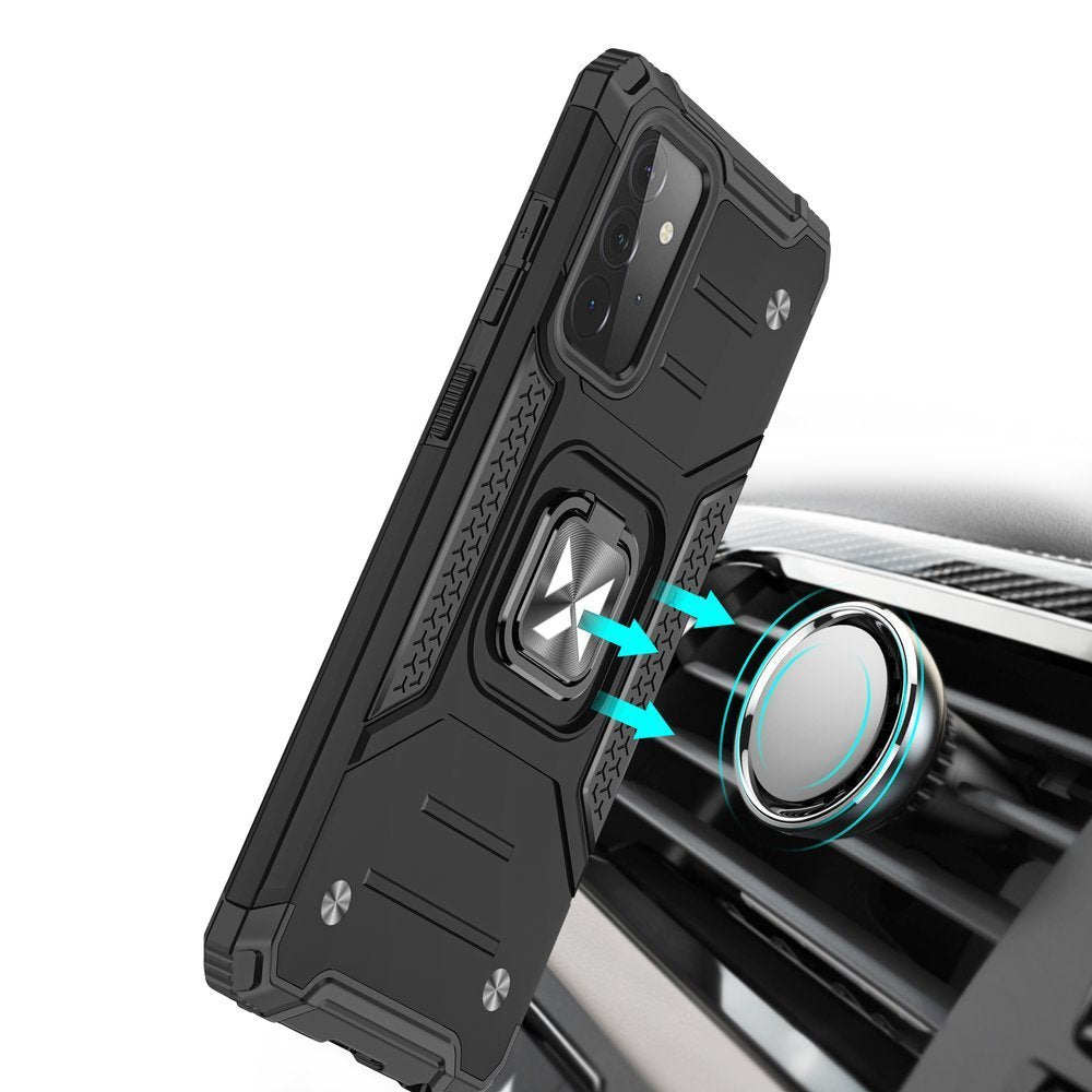 Wozinsky Ring Armor Case Kickstand Tough Rugged Cover til Samsung Galaxy A72 4G blå