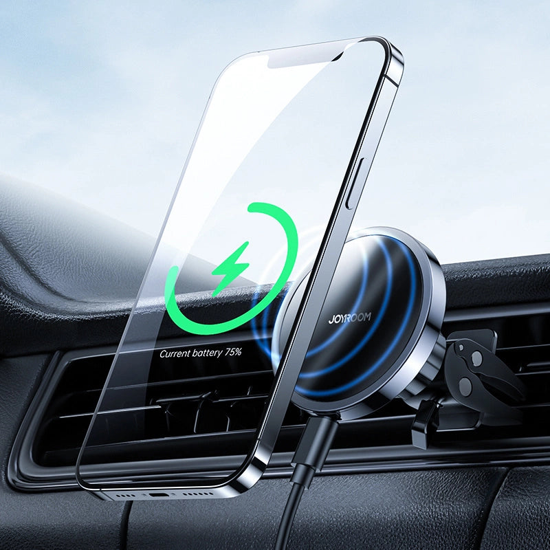 Joyroom Car Magnetic Holder Qi Wireless Inductive Charger 15W (MagSafe Kompatibel til iPhone) Sort (JR-ZS240)