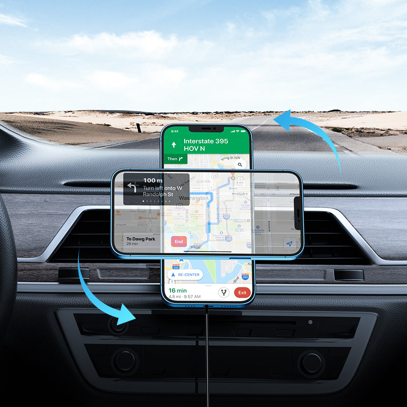 Joyroom Car Magnetic Holder Qi Wireless Inductive Charger 15W (MagSafe Compatible for iPhone) Black (JR-ZS240)