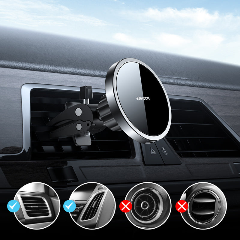 Joyroom Car Magnetic Holder Qi Wireless Inductive Charger 15W (MagSafe Compatible for iPhone) Black (JR-ZS240)