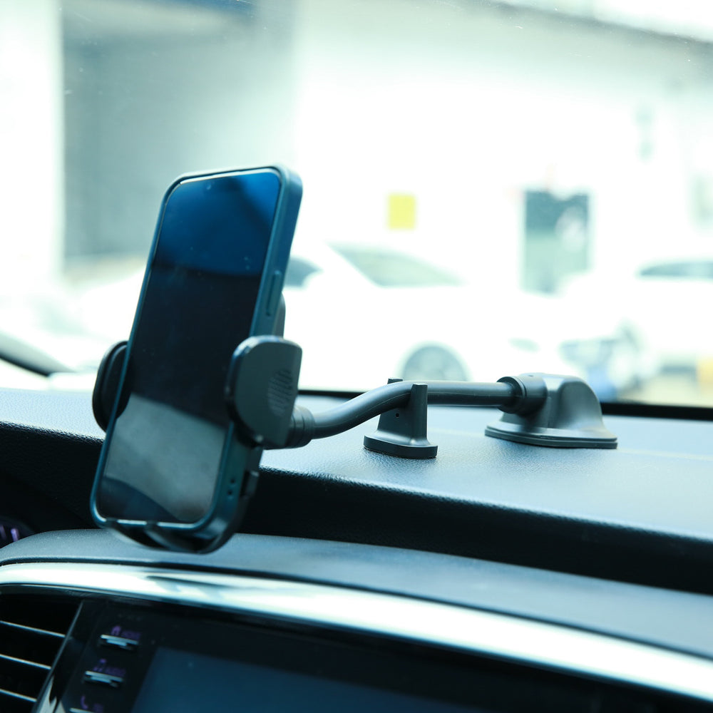 Joyroom car phone holder with flexible arm for dashboard or windshield, black (JR-ZS259)
