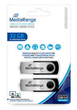 MediaRange MR911-2 USB-nøgle 32 GB USB Type-A 2.0 Sort, Sølv