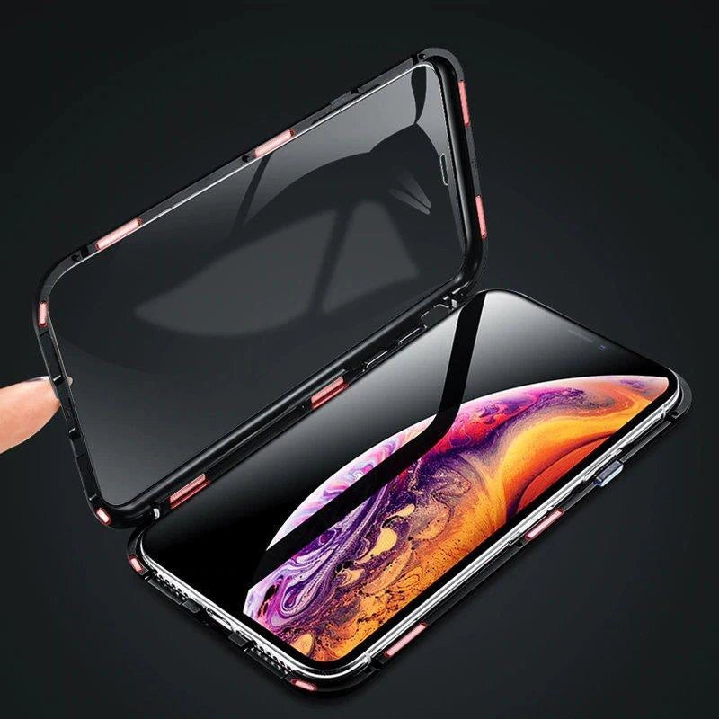 Wozinsky Full Magnetic Case Full Body Front og Back Cover med indbygget glas til Samsung Galaxy A72 4G sort-gennemsigtig