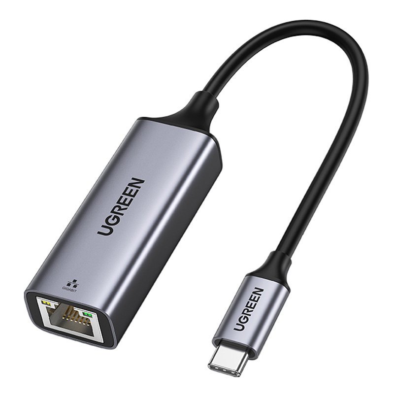 Ugreen eksternt netværksadapter RJ45 - USB Type C (1000 Mbps / 1 Gbps) Gigabit Ethernet grå (CM199)