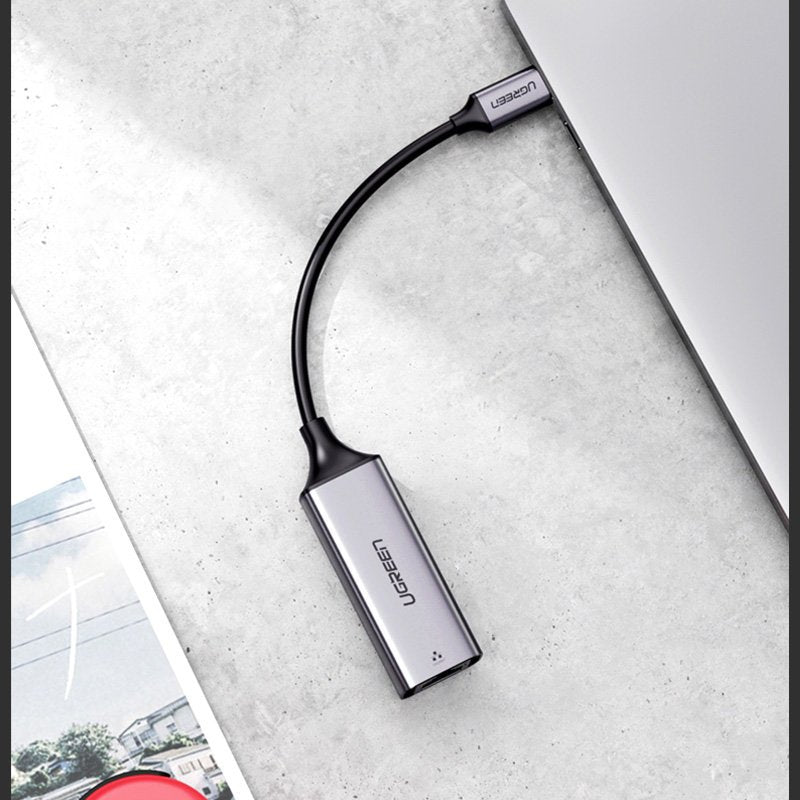 Ugreen eksternt netværksadapter RJ45 - USB Type C (1000 Mbps / 1 Gbps) Gigabit Ethernet grå (CM199)