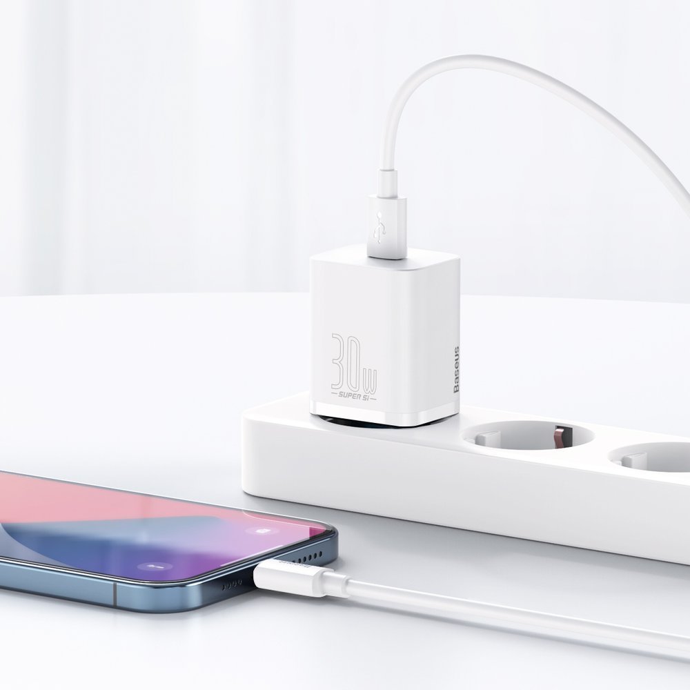 Baseus Super Si 1C fast charger USB Type C 30W Power Delivery Quick Charge white (CCSUP-J02)