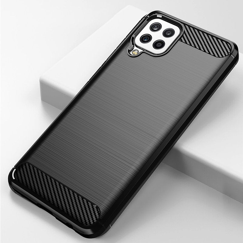 Carbon Case Flexible Cover TPU Case til Samsung Galaxy A22 4G sort