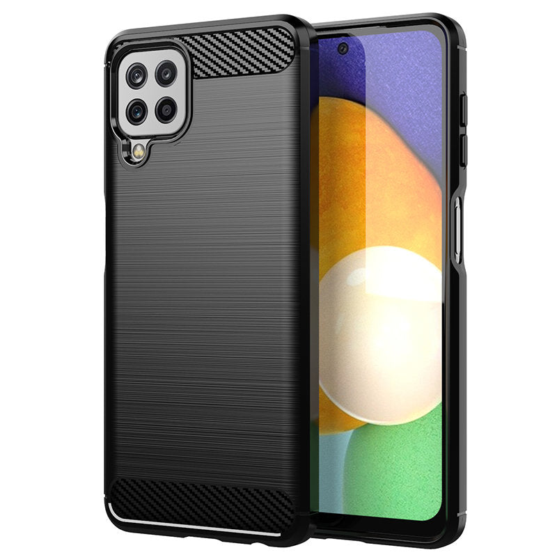 Carbon Case Flexible Cover TPU Case til Samsung Galaxy A22 4G sort