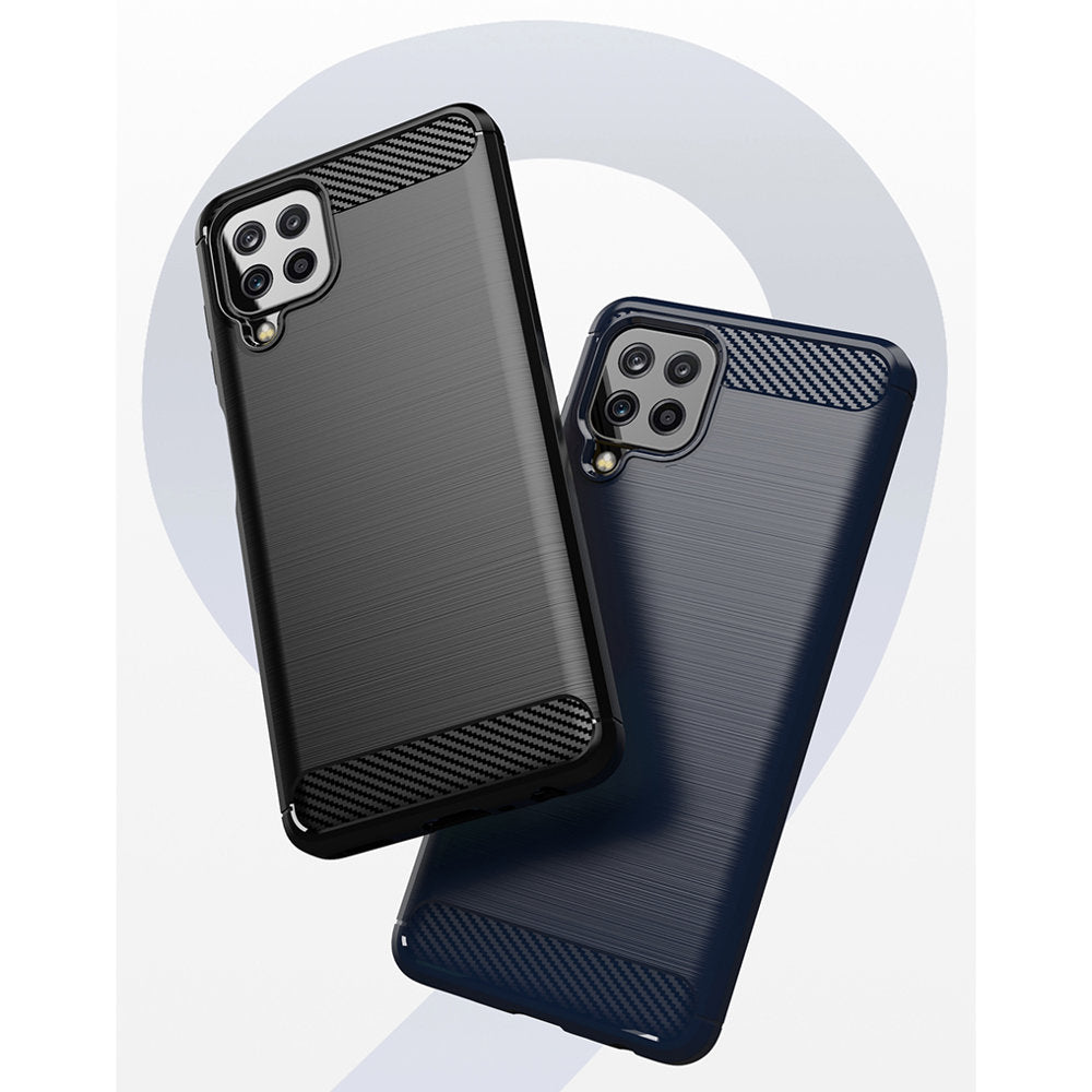 Carbon Case Flexible Cover TPU Case til Samsung Galaxy A22 4G sort