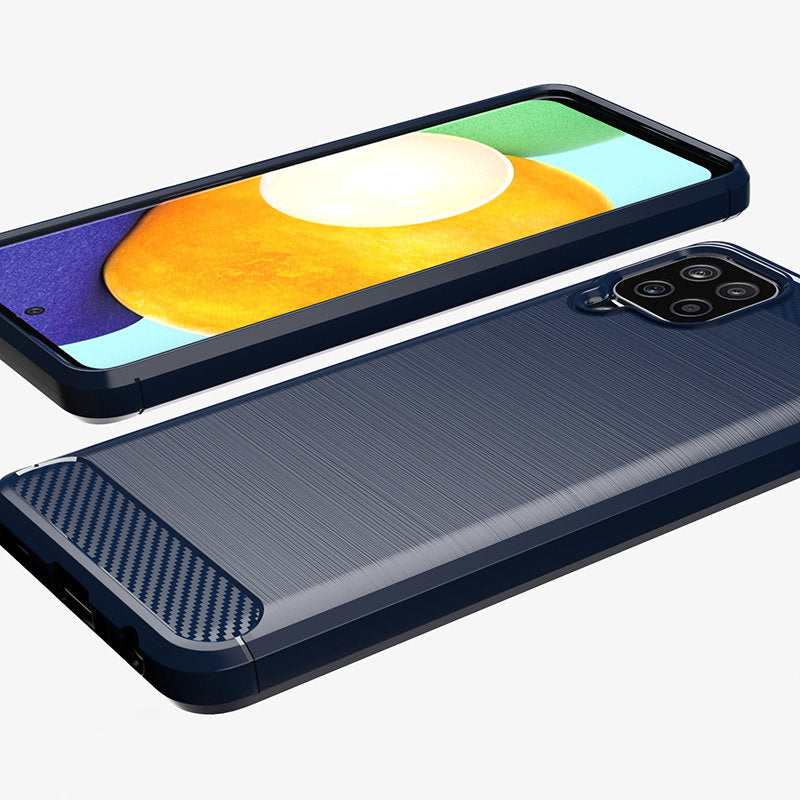 Carbon Case Flexible Cover TPU Case til Samsung Galaxy A22 4G sort