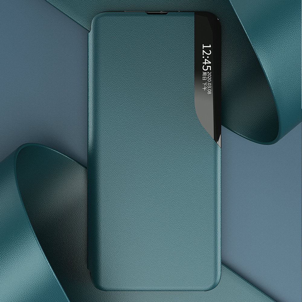 Eco læder View Case elegant bogreol type sag med kickstand til Samsung Galaxy A22 4G orange