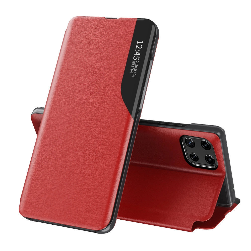 Eco læder View Case elegant bogreol type sag med kickstand til Samsung Galaxy A22 4G rød