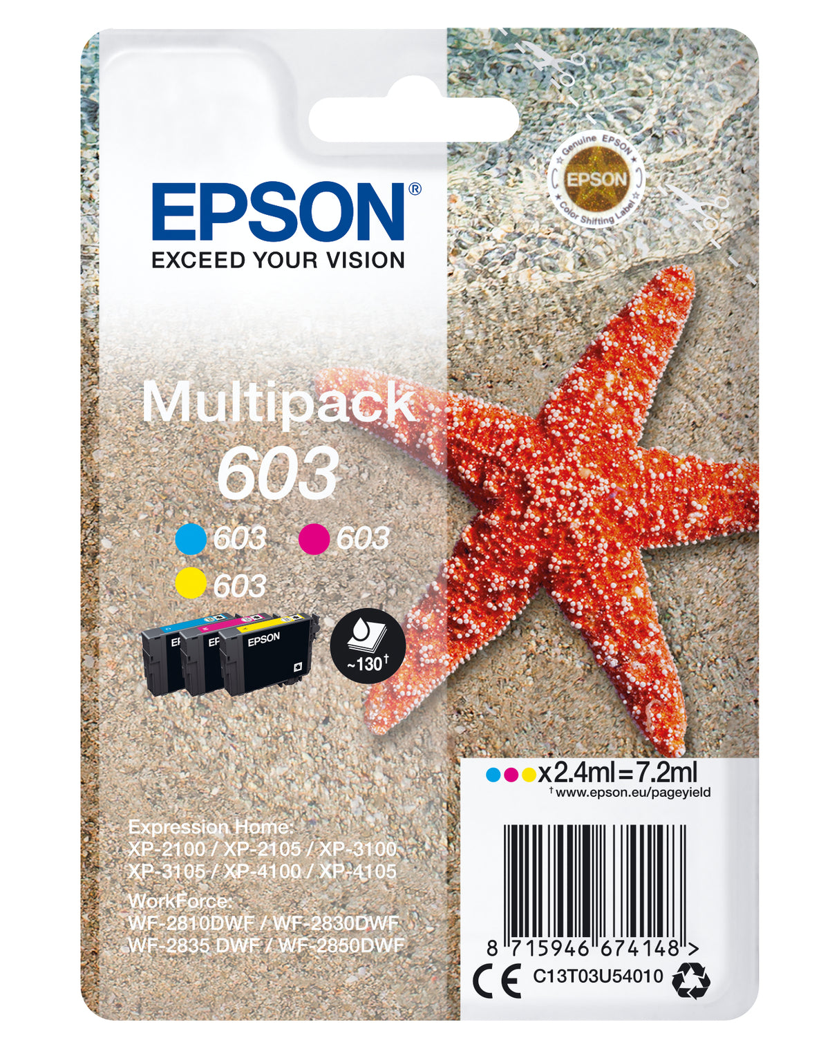 Epson C13T03U54010 blækpatron 1 stk Original Standard udbytte Blå, Magenta, Gul