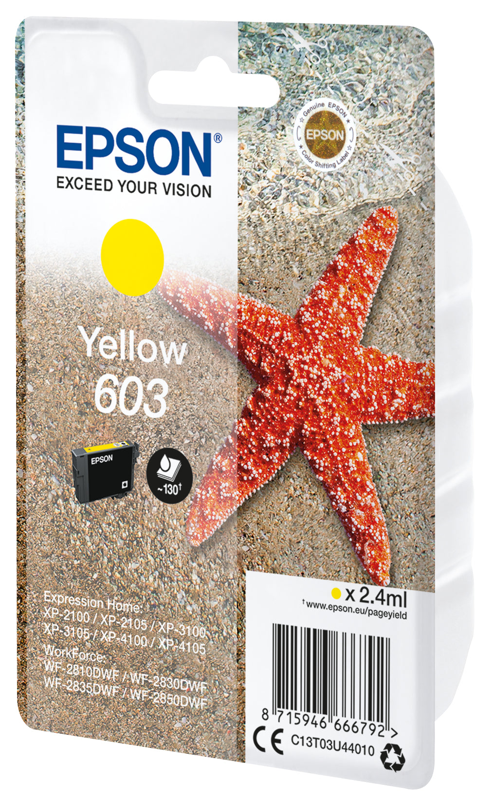 Epson C13T03U44010 blækpatron 1 stk Original Standard udbytte Gul