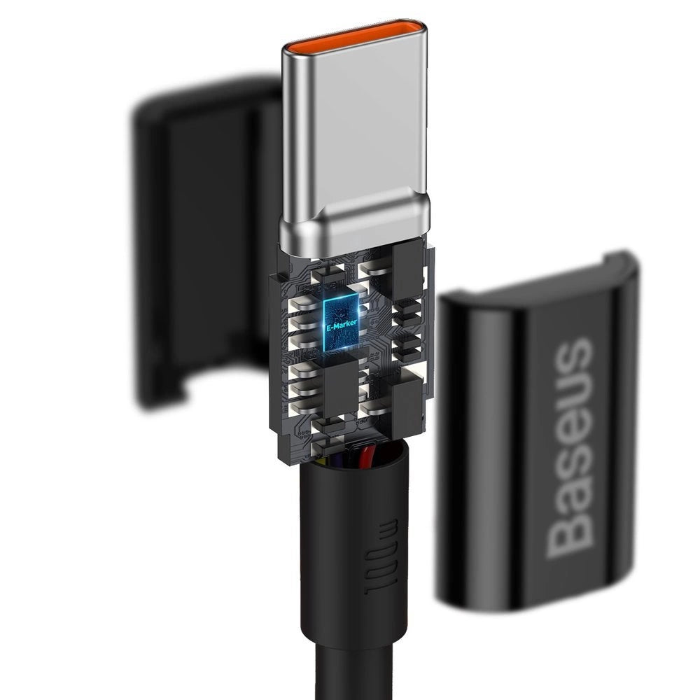 Baseus CATYS-C01 USB-C - USB-C PD QC FCP kabel 100W 5A 480Mb/s 2m - sort