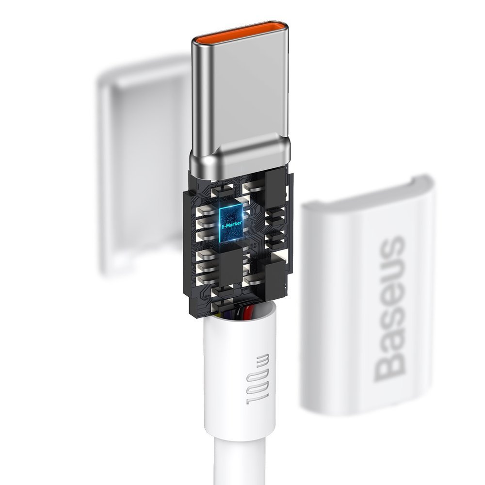 Baseus CATYS-C02 USB-C - USB-C PD QC FCP-kabel 100W 5A 2m - hvid