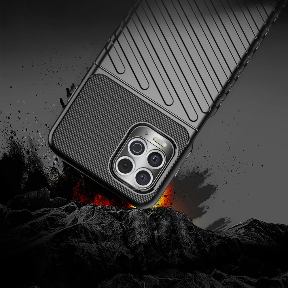 Thunder Case Flexible Tough Rugged Cover TPU Case til Motorola Moto G100 / Edge S sort