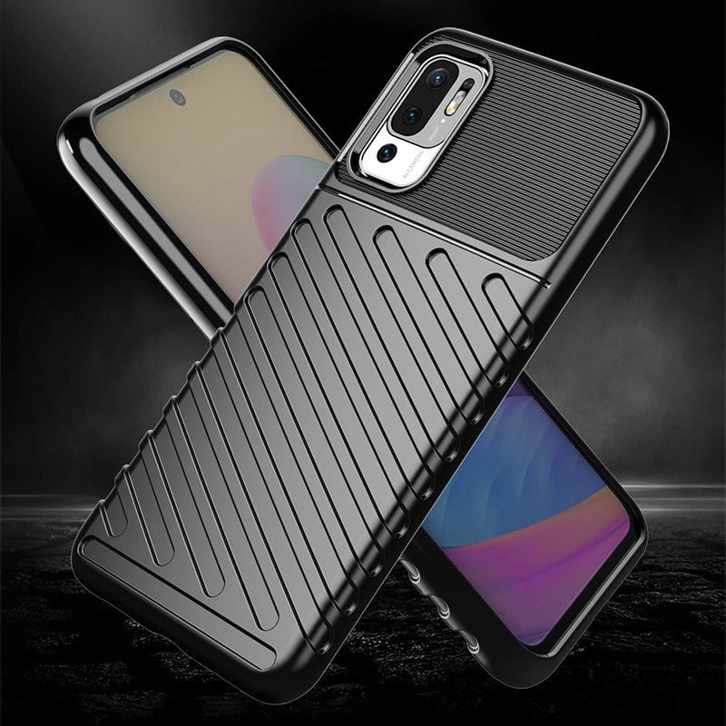 Thunder Case Flexible Tough Rugged Cover TPU Case til Xiaomi Redmi Note 10 5G / Poco M3 Pro sort