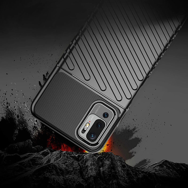 Thunder Case Flexible Tough Rugged Cover TPU Case til Xiaomi Redmi Note 10 5G / Poco M3 Pro sort