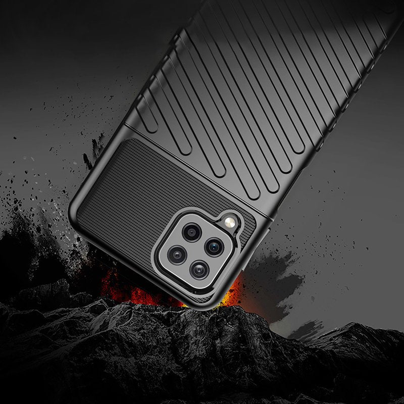 Thunder Case Flexible Tough Rugged Cover TPU Case til Samsung Galaxy A22 4G sort