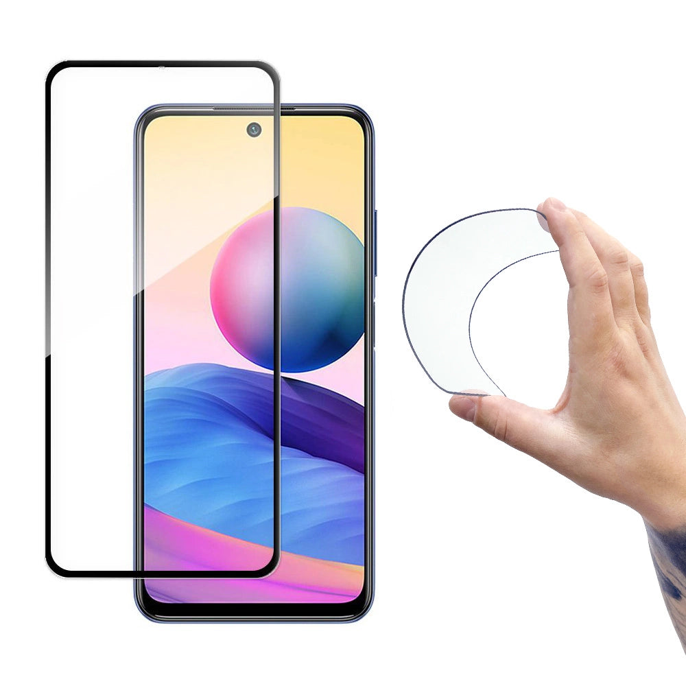 Wozinsky Full Cover Flexi Nano Glass Hybrid Screen Protector med ramme til Xiaomi Redmi Note 10 5G sort