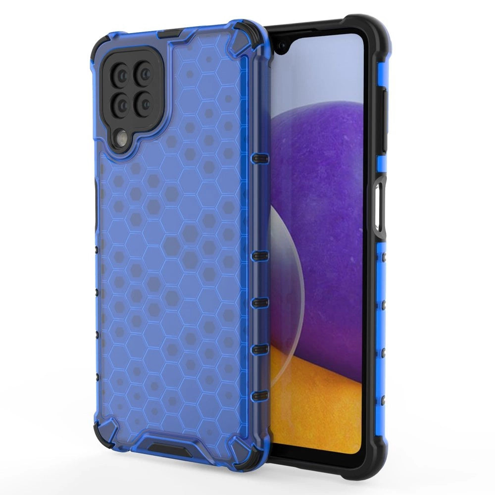 Honeycomb Case rustning med TPU Bumper til Samsung Galaxy A22 4G blå
