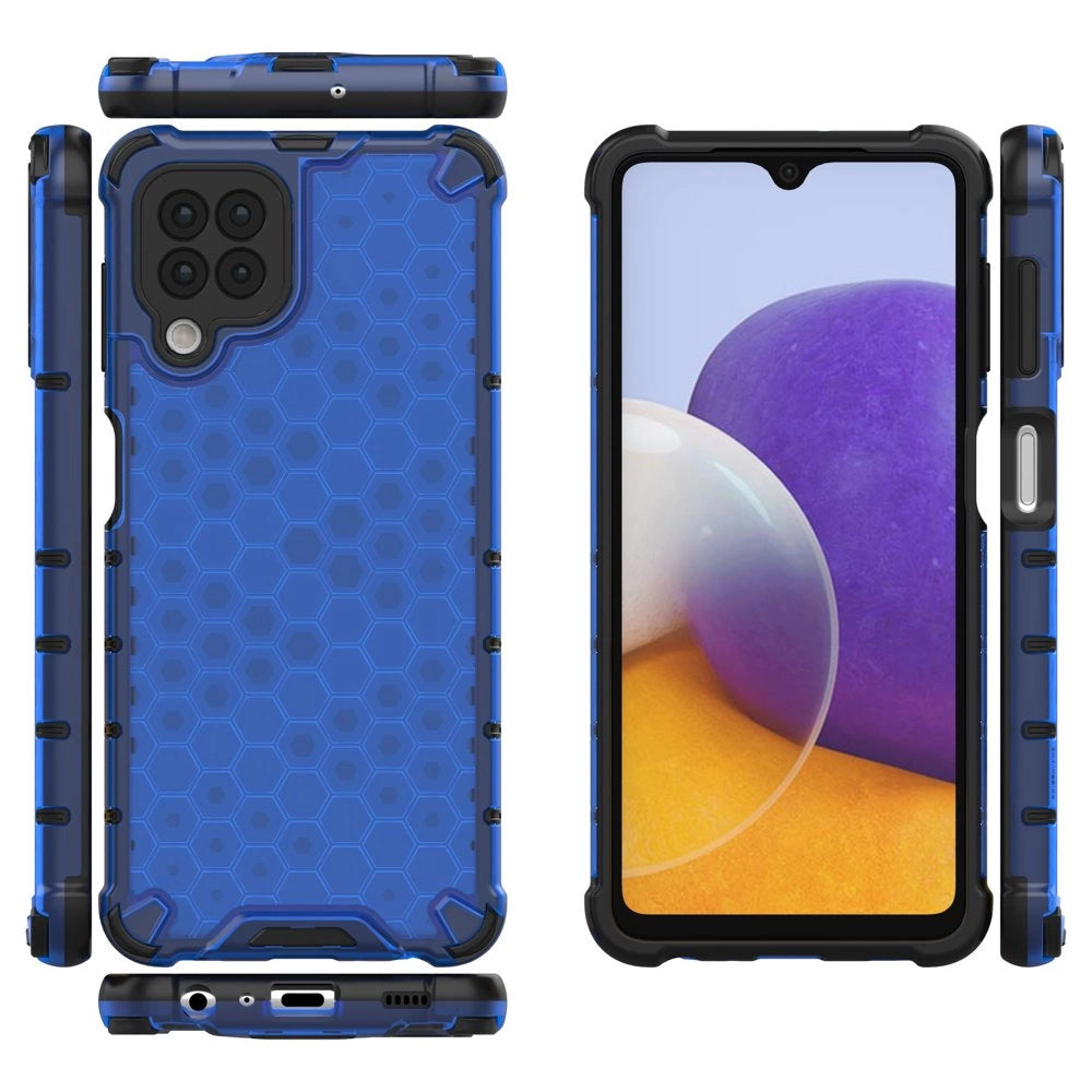 Honeycomb Case rustning med TPU Bumper til Samsung Galaxy A22 4G blå