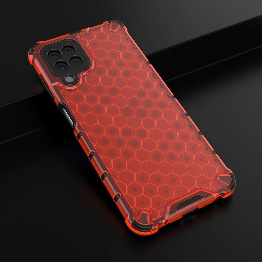 Honeycomb Case rustning med TPU Bumper til Samsung Galaxy A22 4G rød