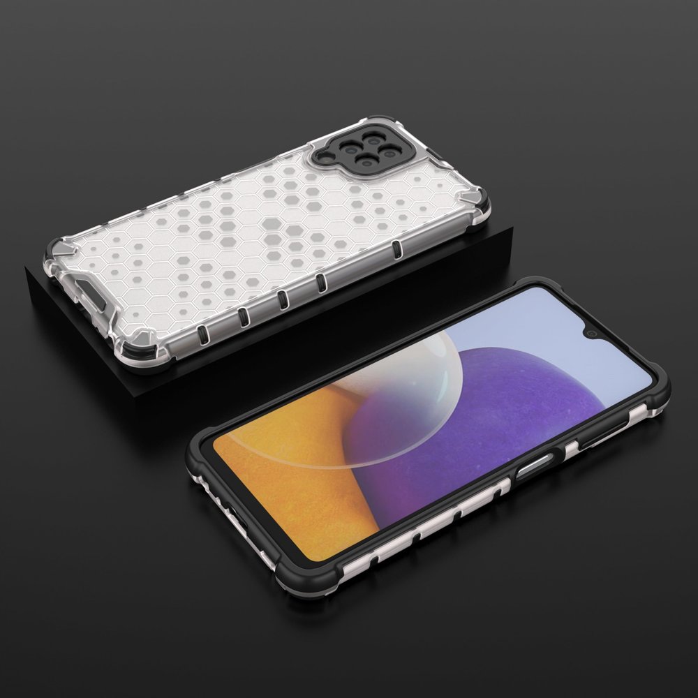 Honeycomb Case armor cover med TPU Bumper til Samsung Galaxy A22 4G gennemsigtig