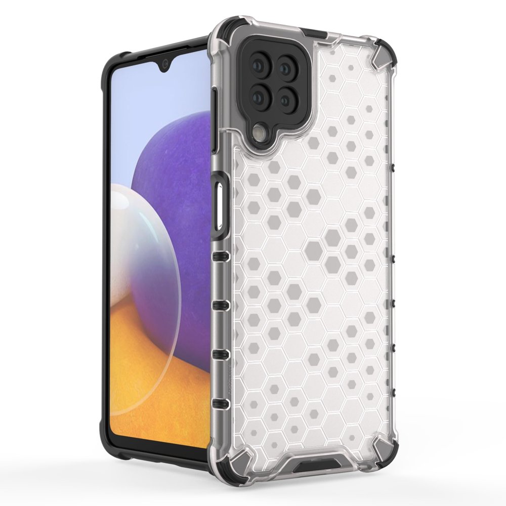 Honeycomb Case armor cover med TPU Bumper til Samsung Galaxy A22 4G gennemsigtig