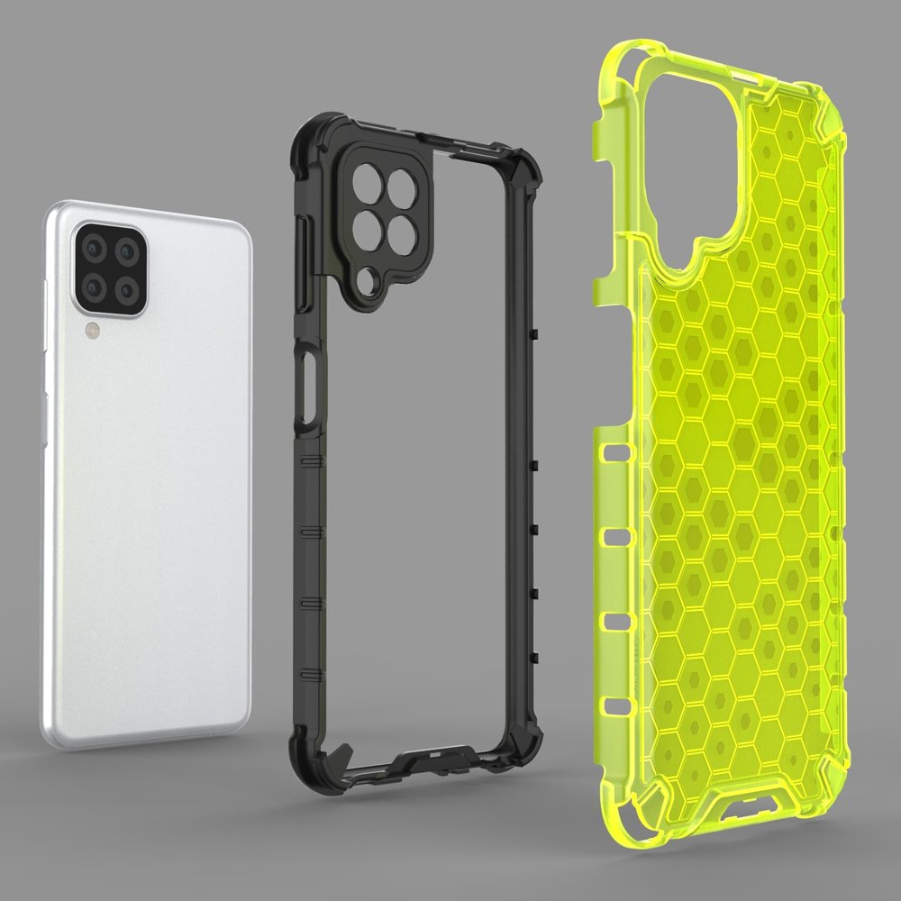 Honeycomb Case armor cover med TPU Bumper til Samsung Galaxy A22 4G gennemsigtig